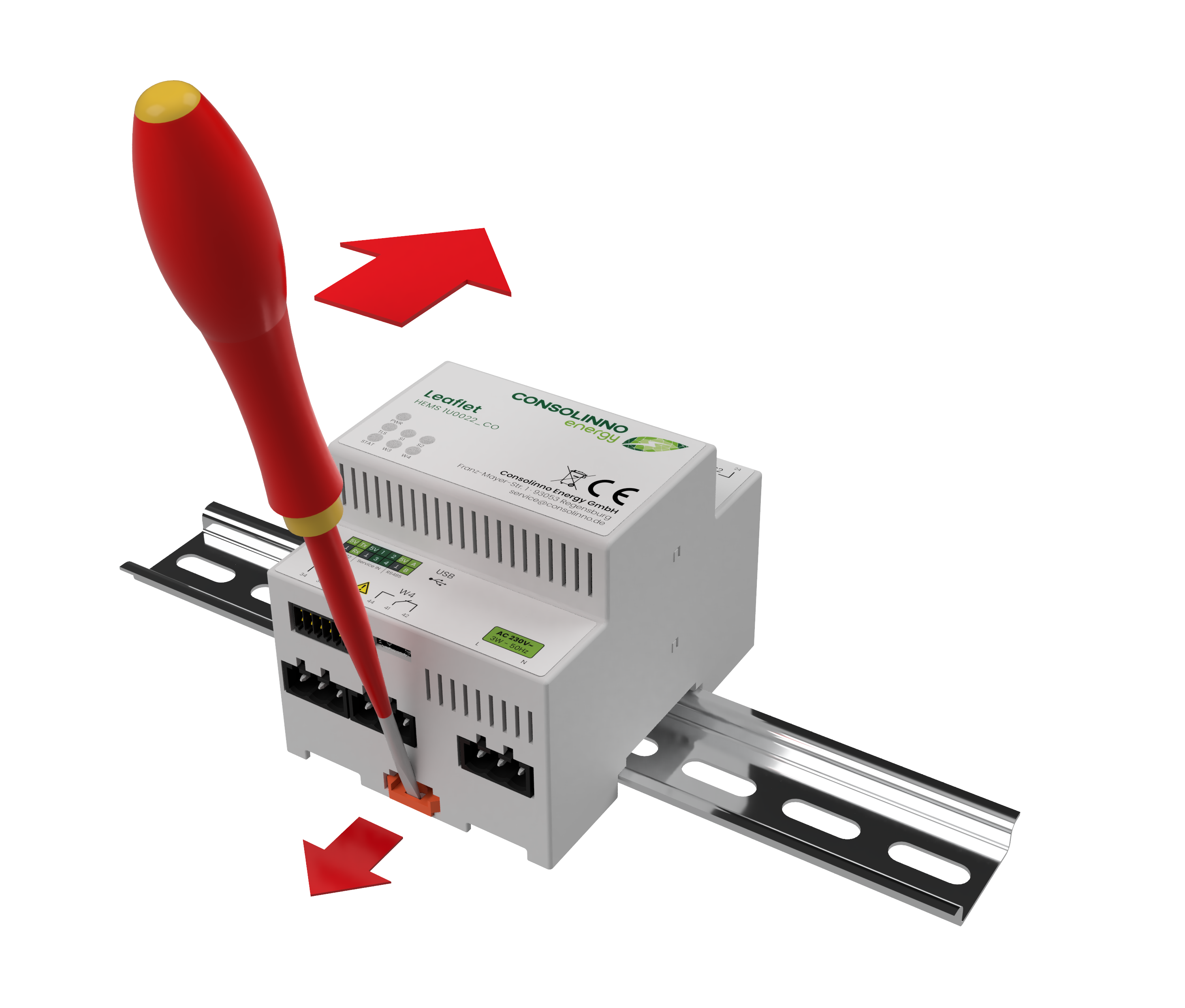 Gerät wird von der Hutschiene genommen