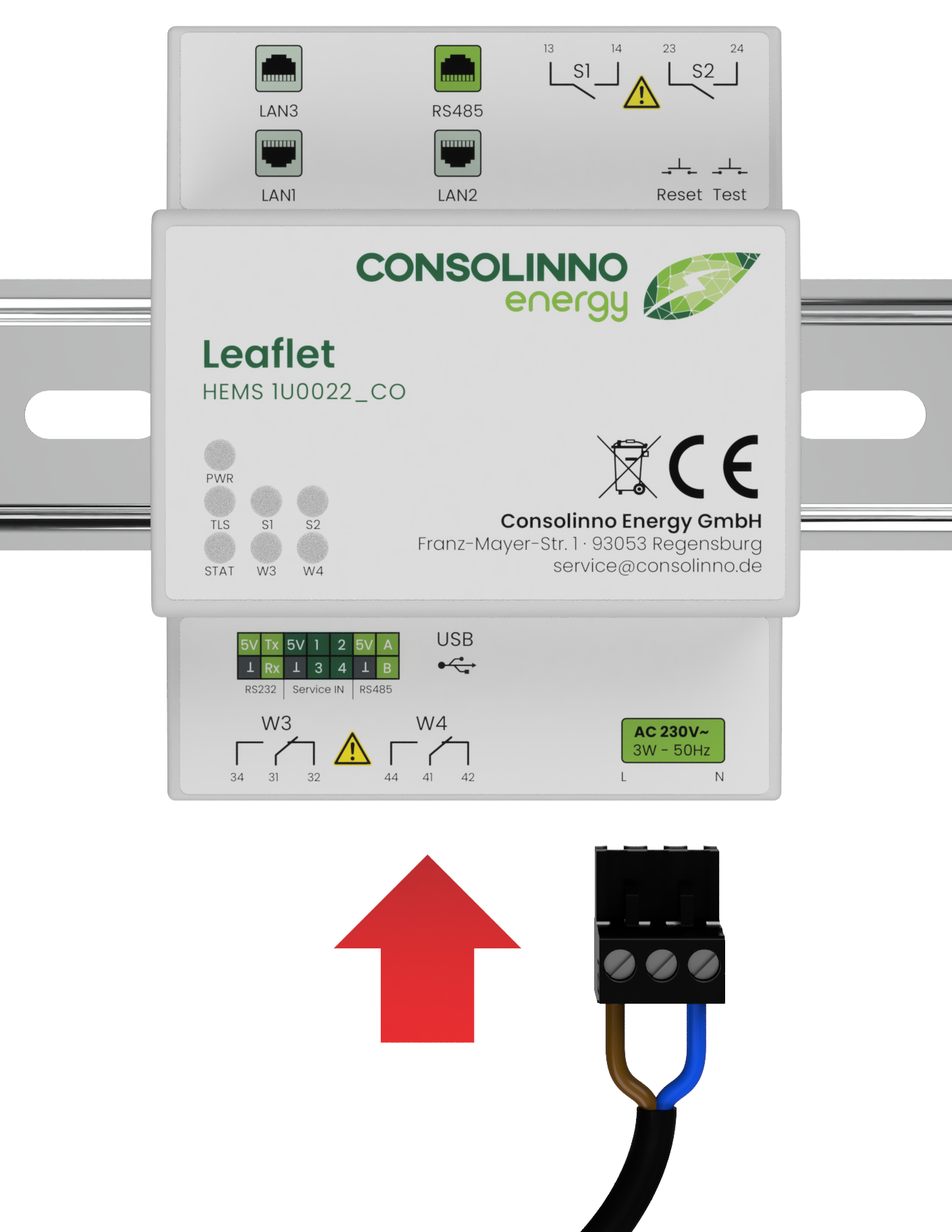 Verbinden der Spannungsversorgung mit dem Gerät