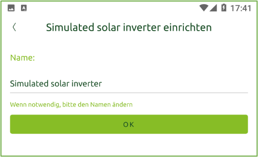 Bildschirm Wechselrichter benennen