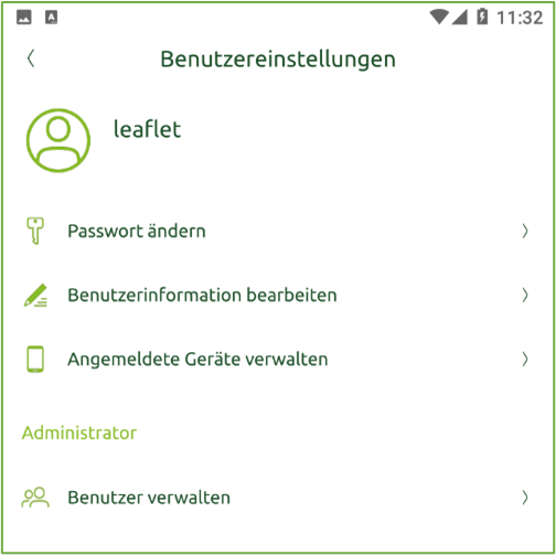 Bildschirm Benutzereinstellungen aufrufen