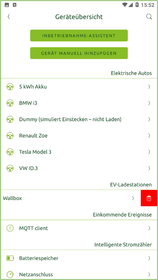 Bildschirm Gerät löschen