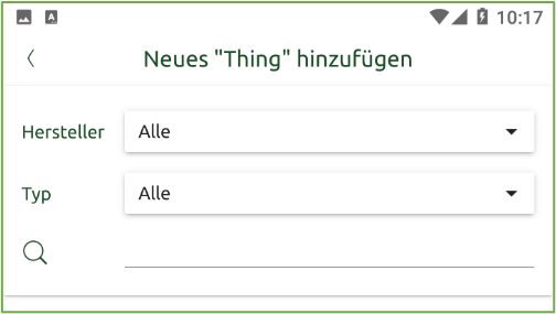Bildschirm Gerätetyp auswählen