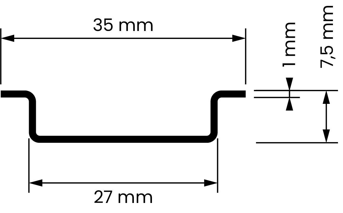 Hutschiene mit Bemaßung