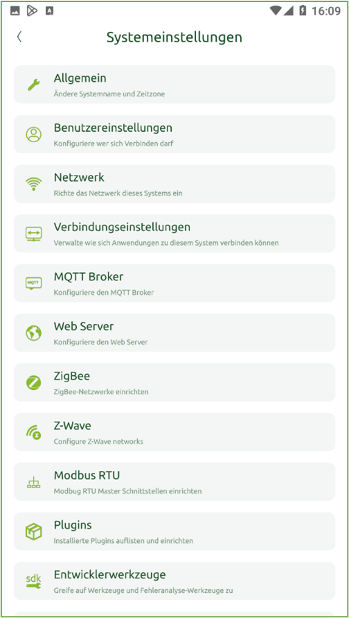Bildschirm Systemeinstellungen