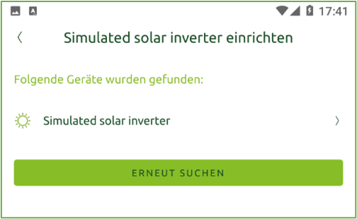 Bildschirm Wechselrichter auswählen