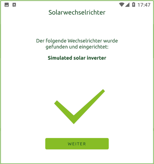 Bildschirm Wechselrichter fertig eingerichtet
