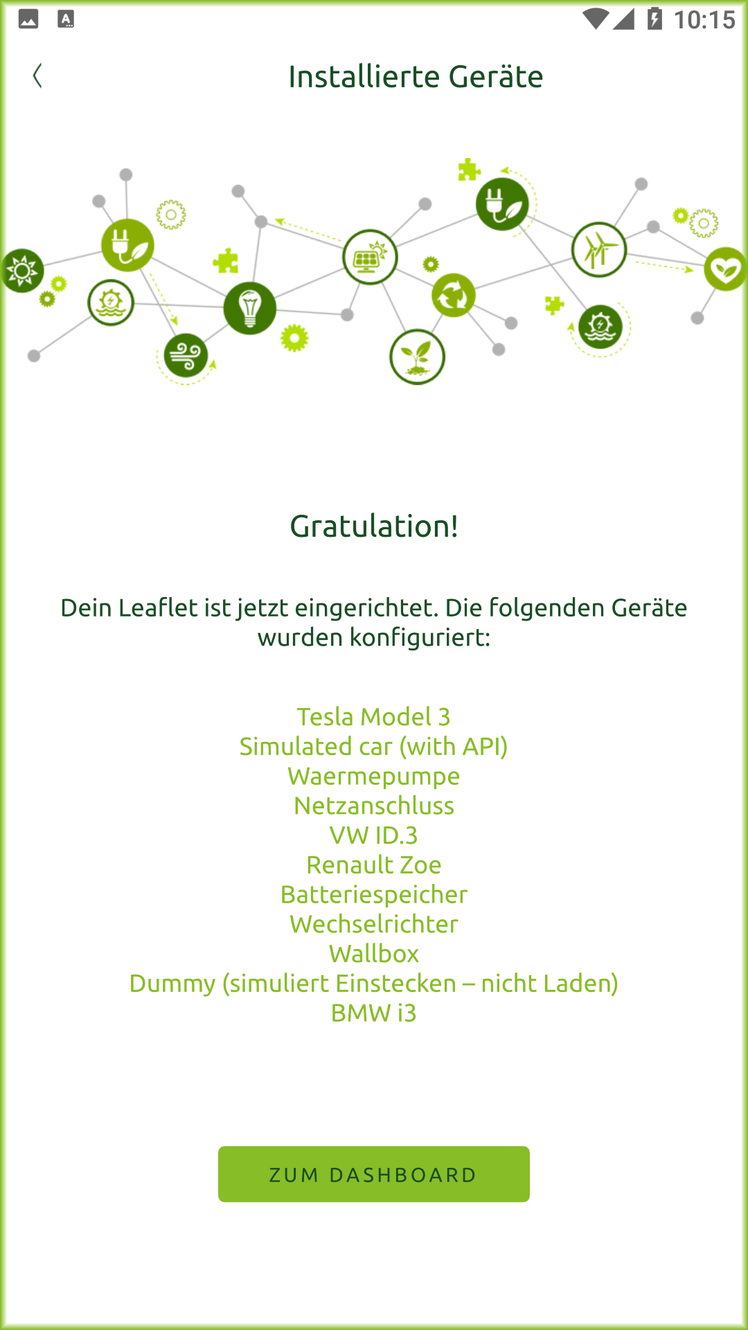 Bildschirm Leaflet HEMS fertig eingerichtet