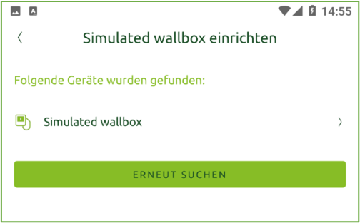 Bildschirm Wallbox auswählen