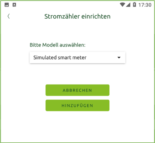 Bildschirm Stromzähler einrichten