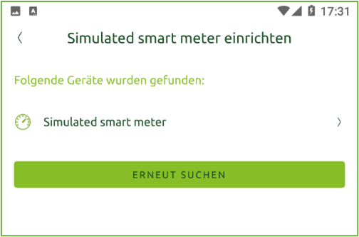 Bildschirm Stromzähler auswählen