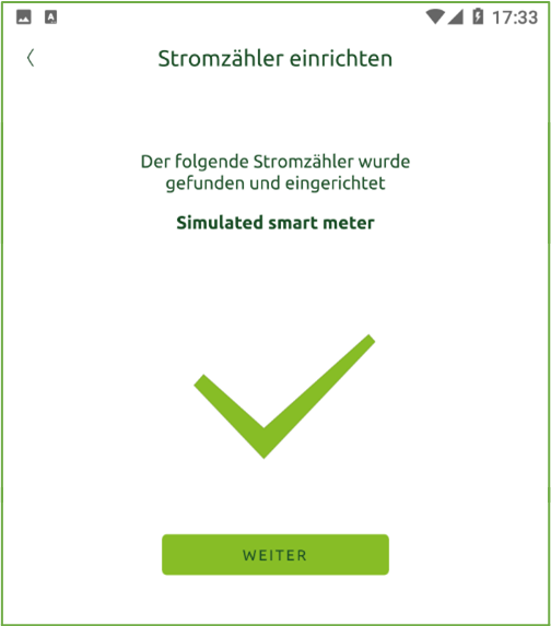 Bildschirm Stromzähler fertig eingerichtet