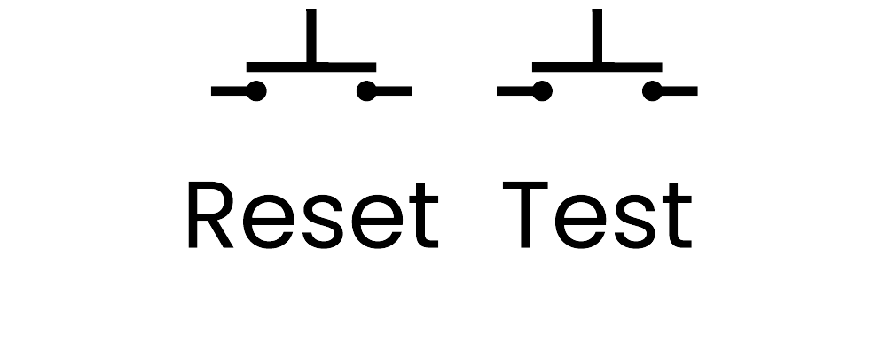 Symbol Test- und Reset-Taster