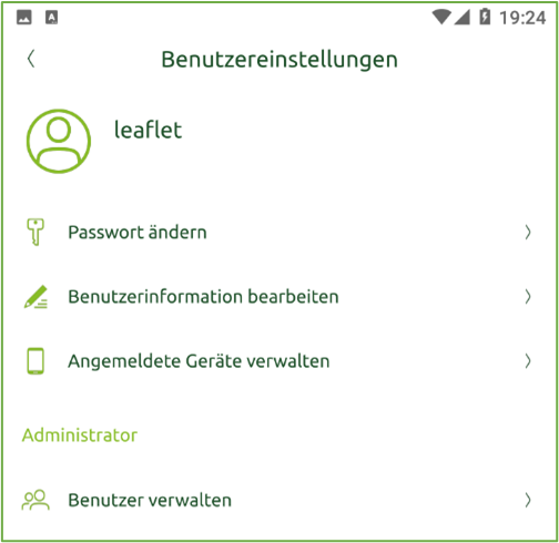 Bildschirm Benutzereinstellungen