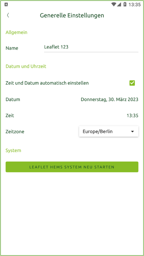 Bildschirm Neustart