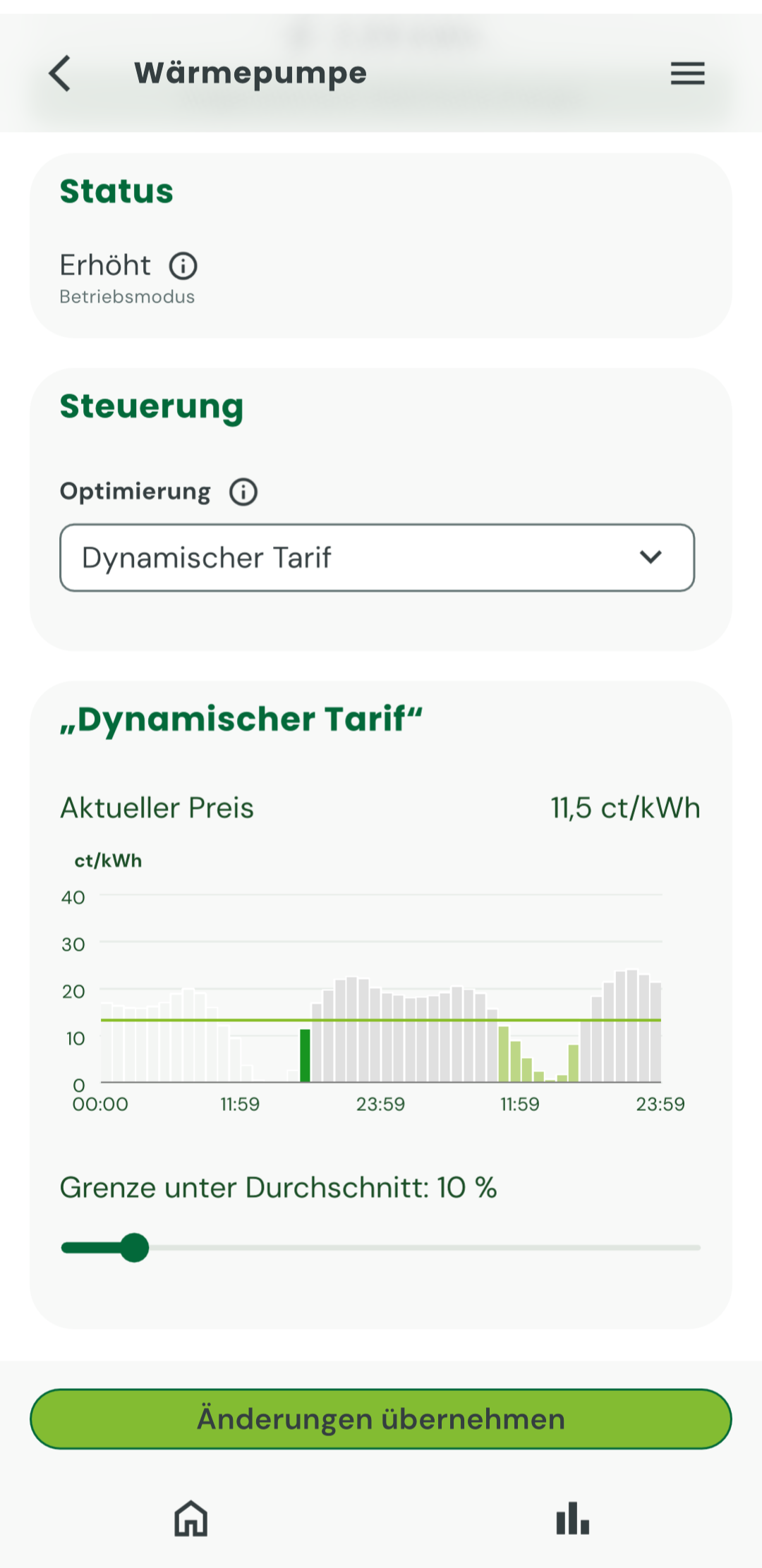 App Bildschirm Wärmepumpe optimiert mit dynamischen Tarifen betrieben-20260727-142708.png