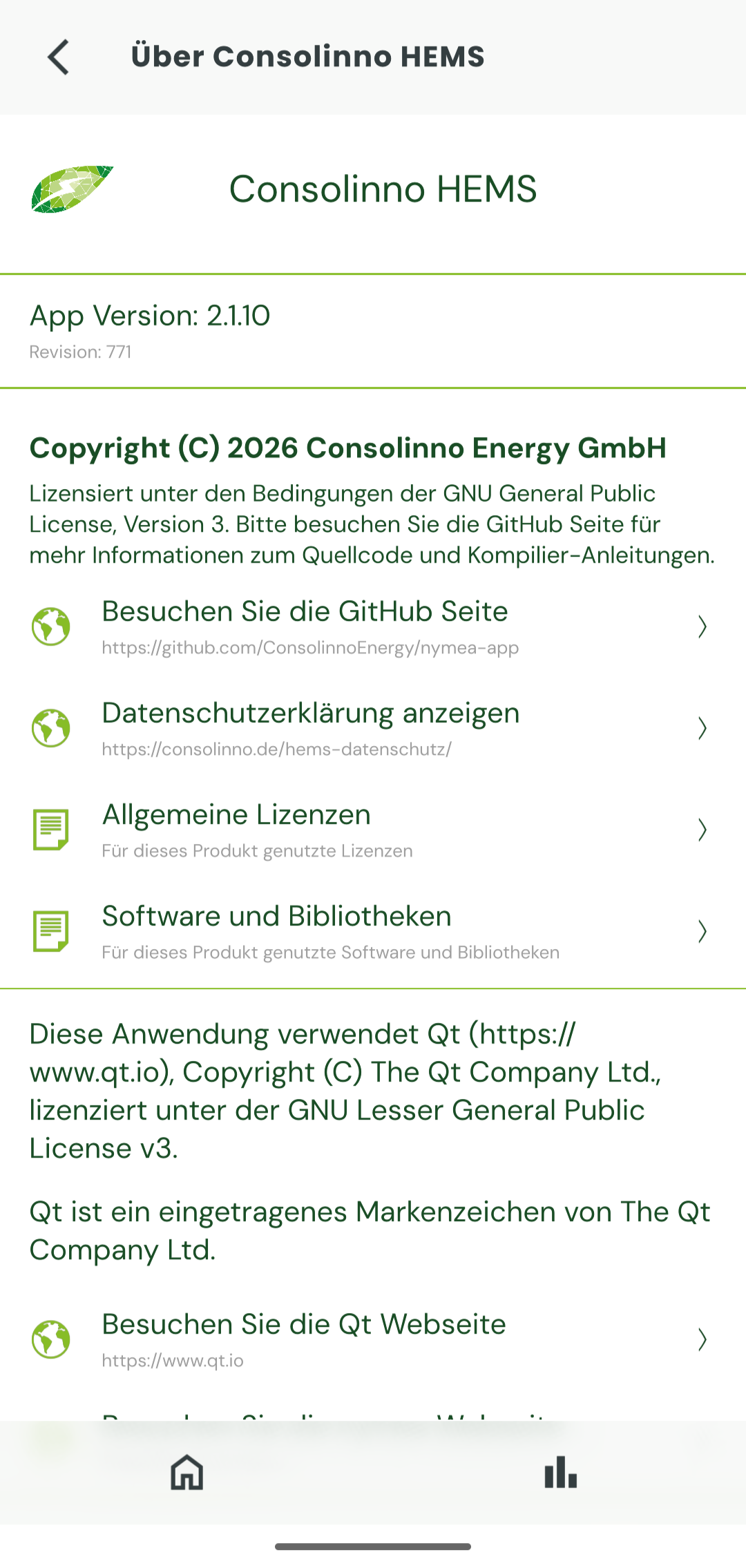 App Bildschirm App - Über Consolinno HEMS-20260727-145358.png